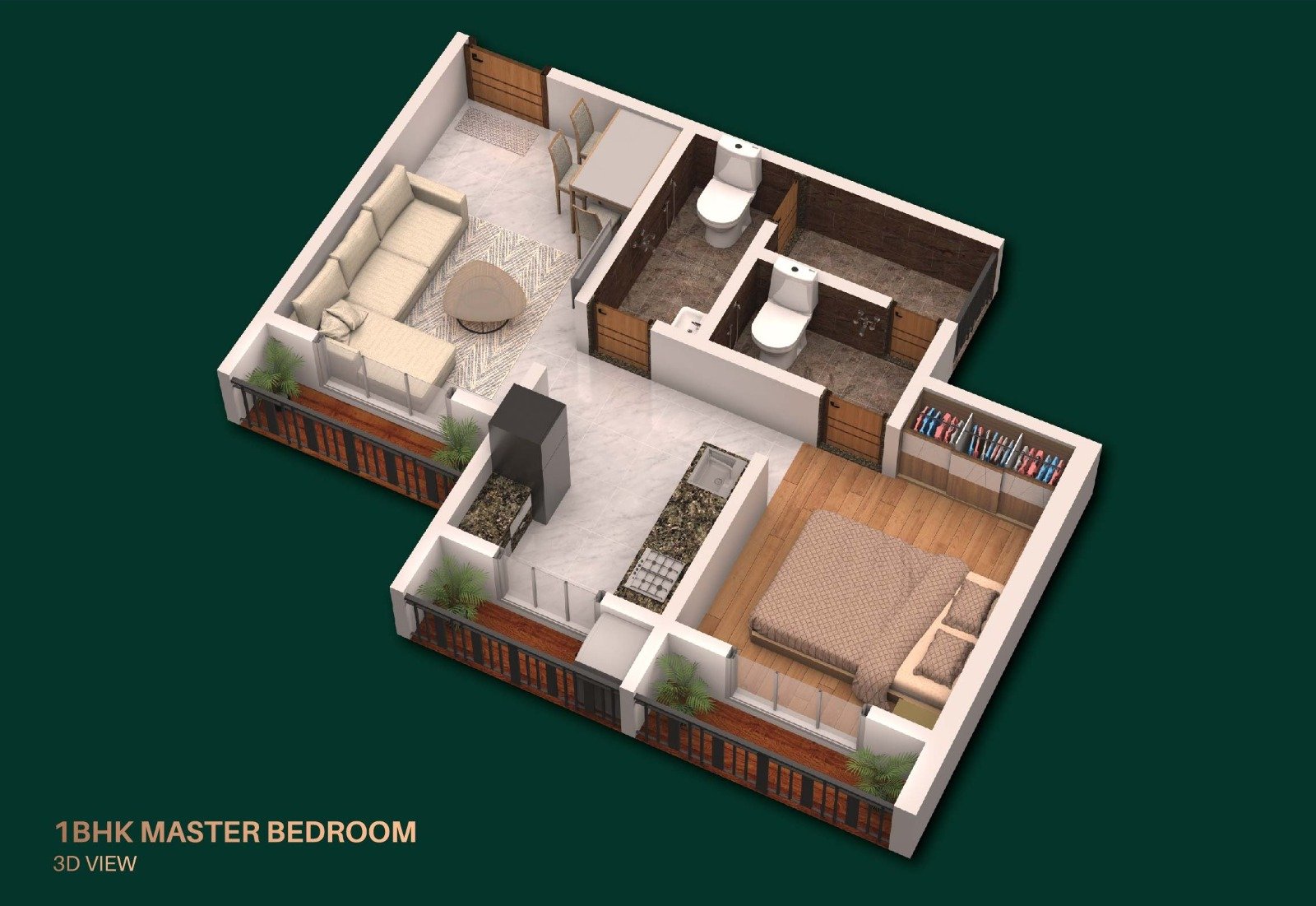 1 BHK Master Bed